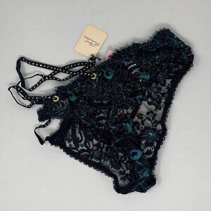 Agent Provocateur Harlo Black Teal Brief AP4 Large NWT $425